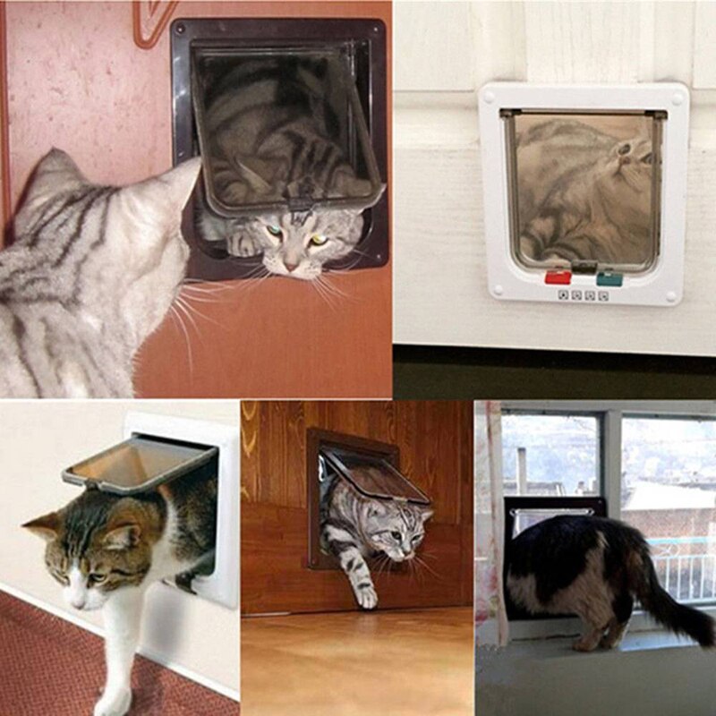 4 voies verrouillable chien chat porte chaton sécurité rabat porte chiot en plastique porte ABS plastique S/L Animal petit Animal fournitures produits
