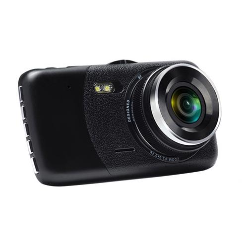 4 tommer dobbelt linsekamera  hd 1080p bil dvr køretøj video dash cam optager g-sensor videooptager hd kamera dobbelt linse: Sort / 32g