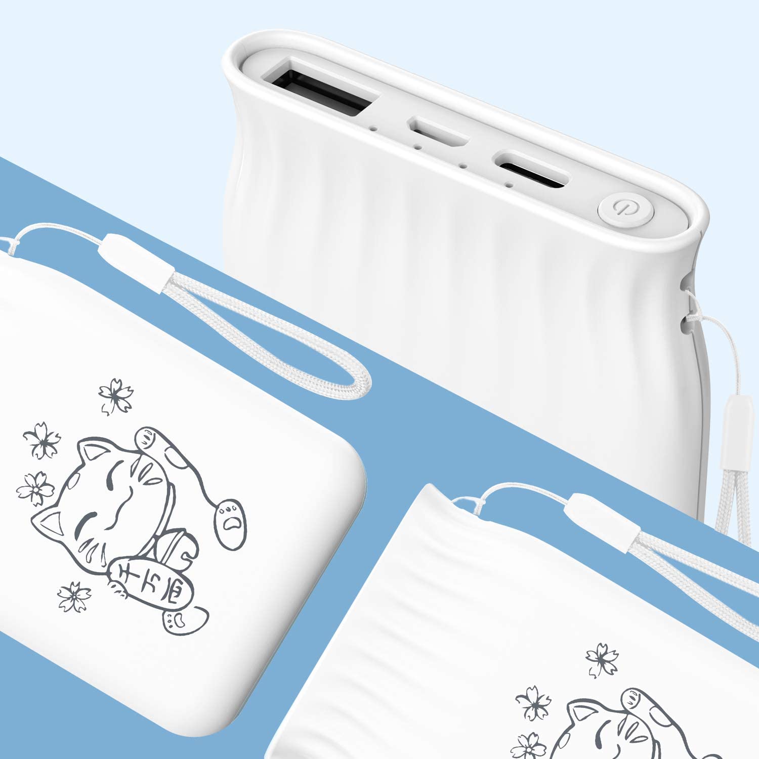 5000mAh cute cat Power Bank Portable Charging External Battery Slim Poverbank For iphone Xiaomi External Battery white powerbak