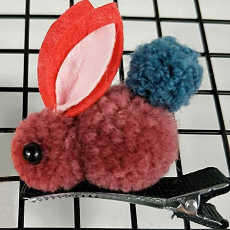 bandeau de dessin animé animal fait à la main en peluche lapin mignon coiffe unique fille pompon bandes de caoutchouc 6 couleur cheveux accessoires: 18