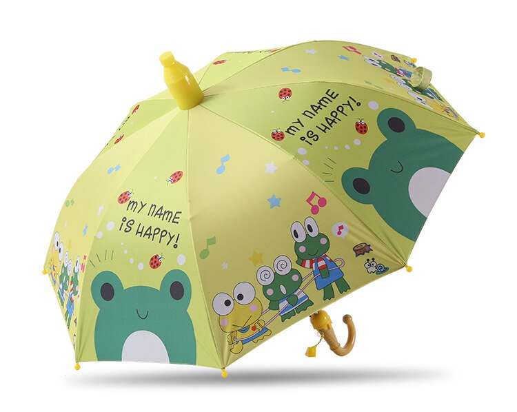 Umbrella Kids Lovely Children Rainbow Umbrellas Semi Automatic Rain Sun Umbrellas Cartoon Unicorn Umbrella: frog