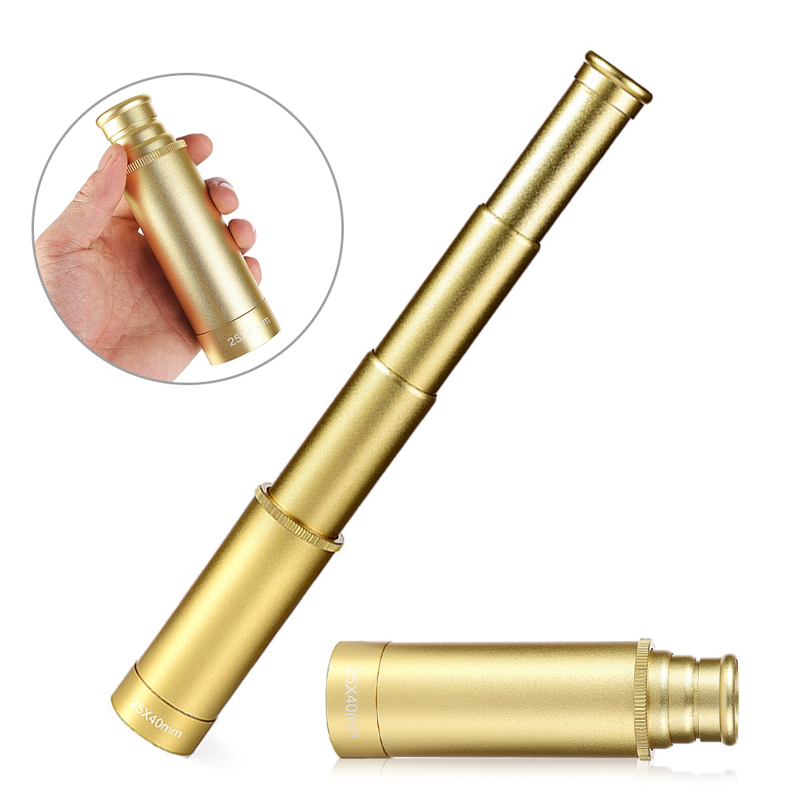 25X30 Pocket Zoomable Monoculaire Piraat Telescoop Draagbare Inklapbare Handheld Vintage Monoculaire Telescoop: Goud