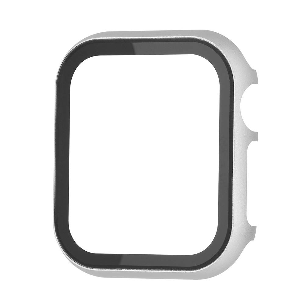 Metal Case + Tempered Film glass for Apple Watch Case 45mm 44mm 41mm 42mm 38mm 40mm Cover IWatch 8 7 6 5 4 3 SE Protective Case: Rose Gold / 9 inches