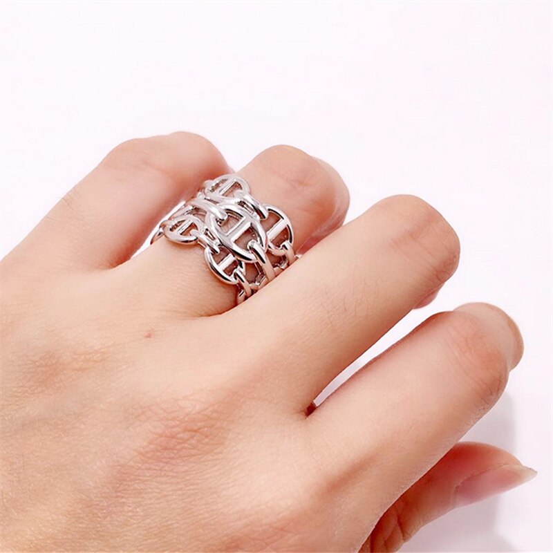 Huanzhi trend kurve hul linje tre rader bred ansikt gris nese modellering justerbare ringer for menn kvinner fest smykker