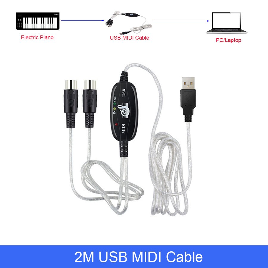 2M Usb Midi Kabel Usb In-Out Midi Interface Kabel Converter Pc Naar Music Keyboard Cord