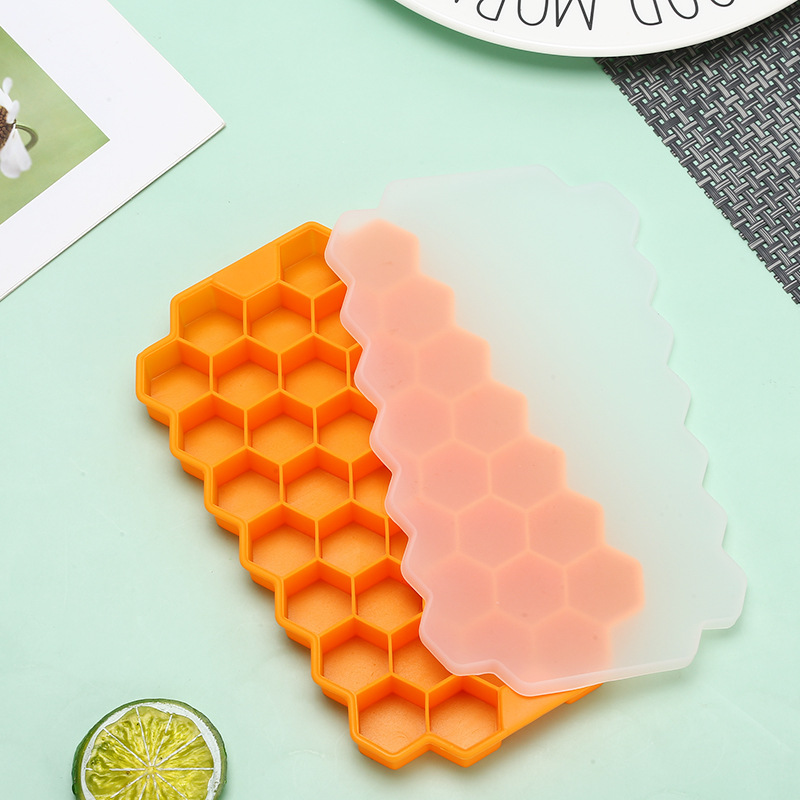 Ice Cube Maker Giant Jumbo Big Ice Tray Mold Honeycomb Ice Cube Trays With Removable Lids Easy-Release Square Tray Ice Cube Mold: 03