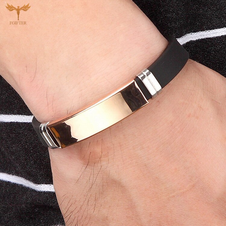 Initial Armband Unisex Sieraden Roestvrij Stalen Gesp Siliconen Armband Mannen Women'saccessories