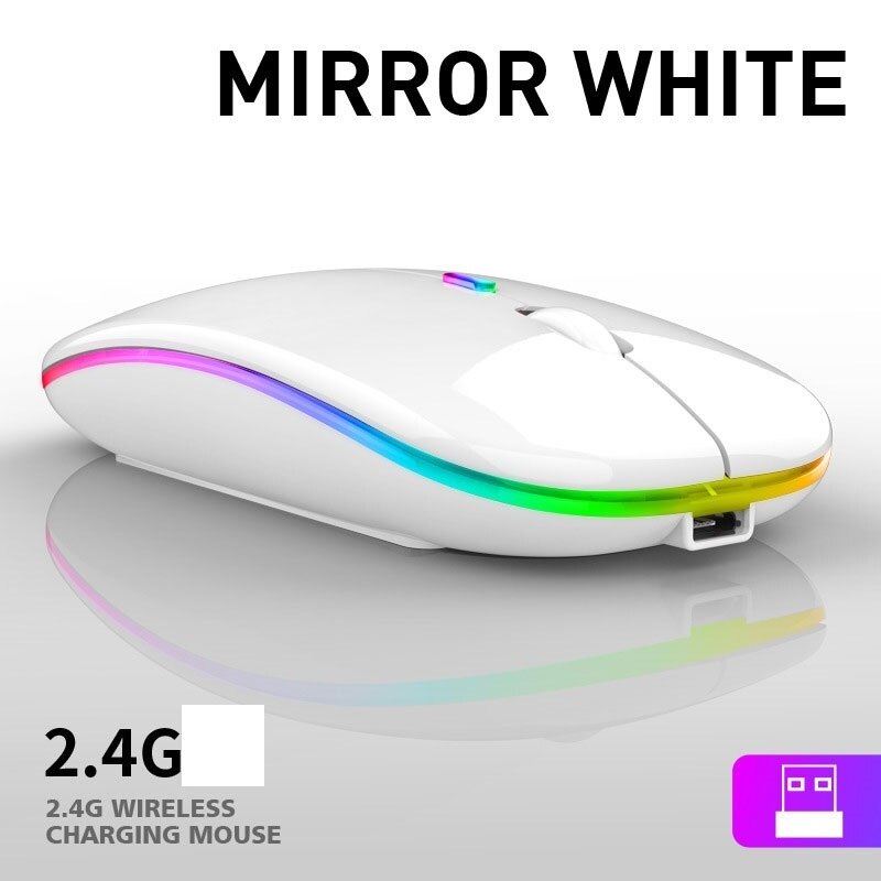 2.4G Wireless Mouse USB Rechargeable Mouse Silent Mute Office Mice Backlit Mouse Optical Ergonomic Gaming Mouse: gradient lights A