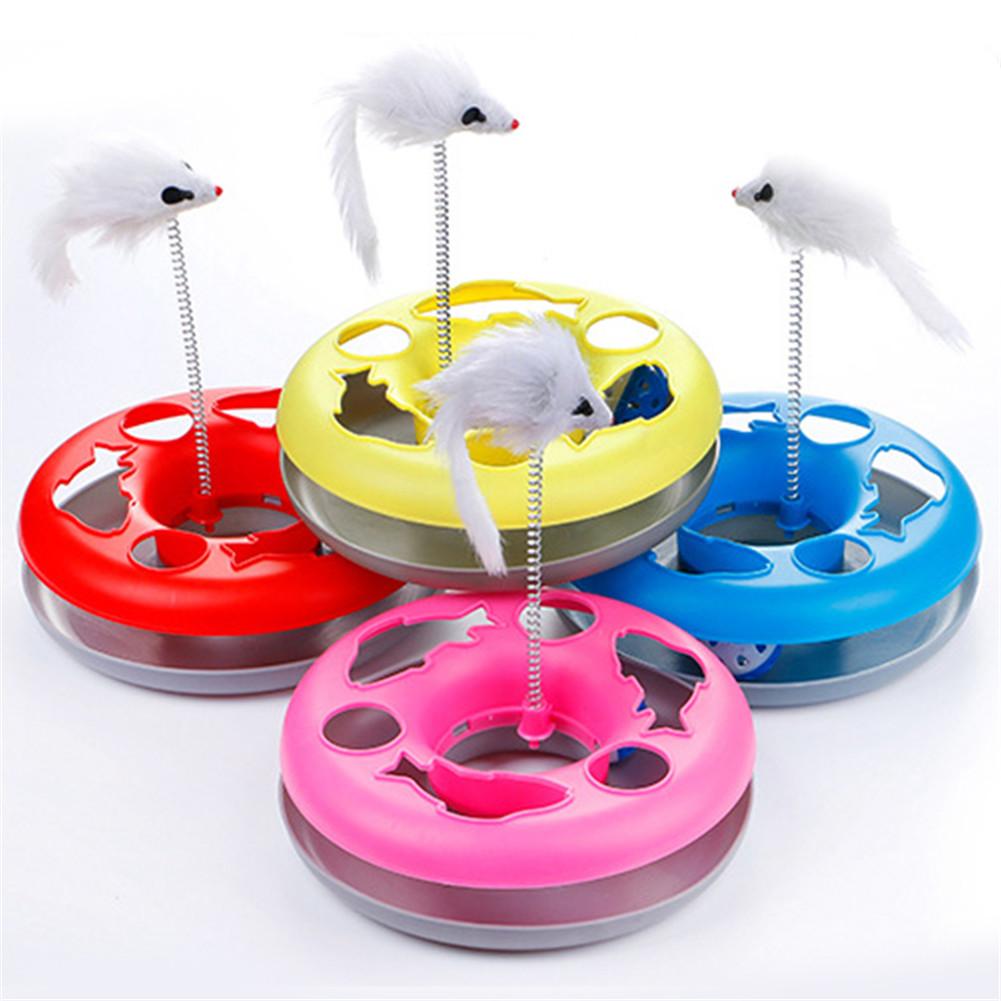 Pet Cat Toys Turntable Spring Mouse Toy Plastic Cat Carousel Puzzle Crazy Amusement Disk Cat Kitten Teaser Pet Interactive Toys