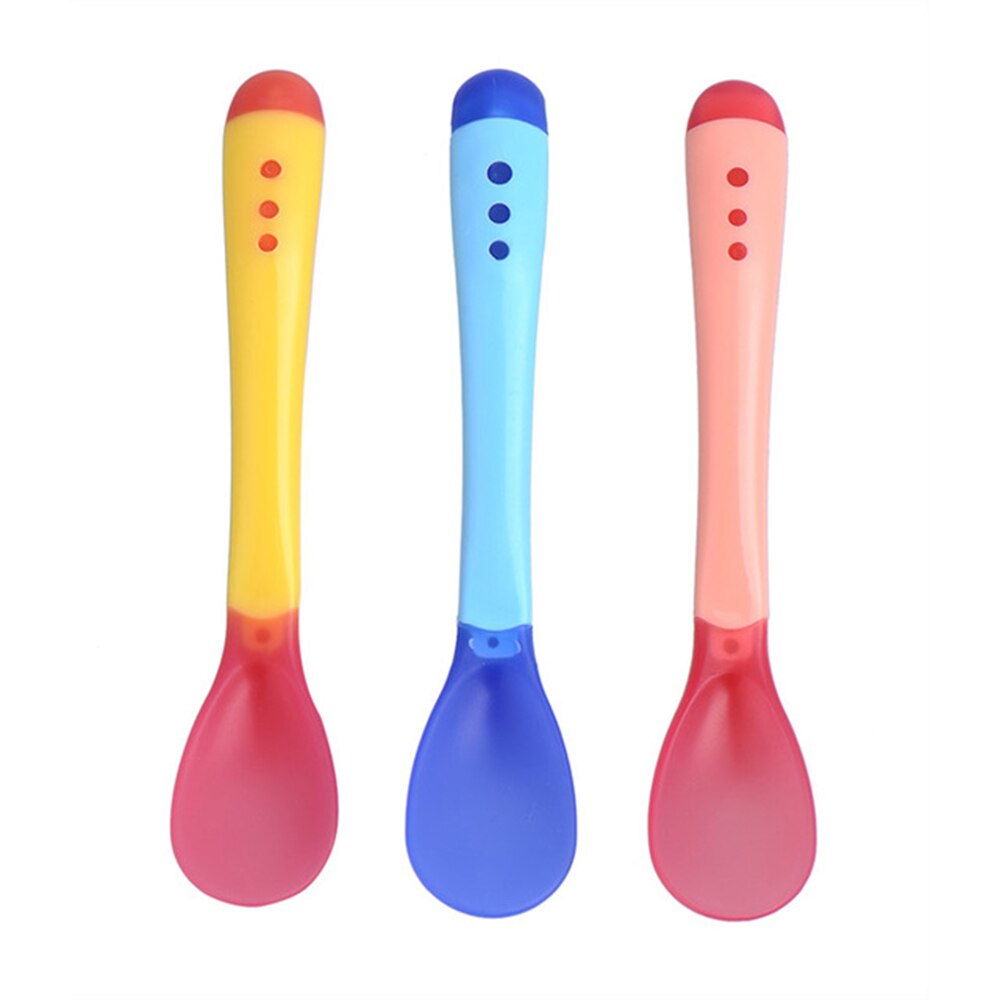 3 Kleuren Temperatuur Sensing Lepel Voor Kinderen Jongens Meisjes Siliconen Lepel Voeden Baby Lepels Peuter Bestek