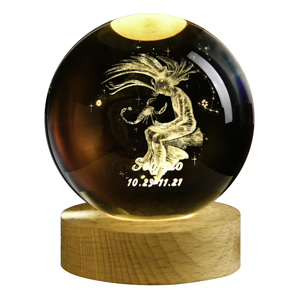 Usb 3d Kristallen Bol 12 Constellatie Led Nachtlampje Decor Lichtgevende Projectoren Slaapkamer Decor Nachtlampgeschenken Voor Kinderen Paar: S / Dark Gray