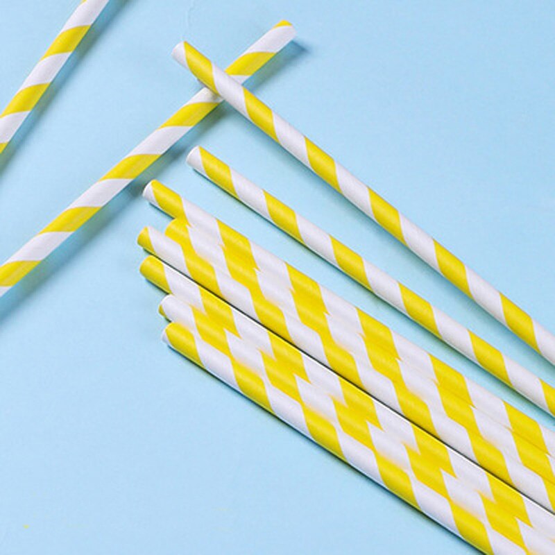 25 stuks/partij papieren rietjes voor kinderen verjaardag bruiloft evenement feest kerst benodigdheden bar pub drinkrietjes decoratie: Geel