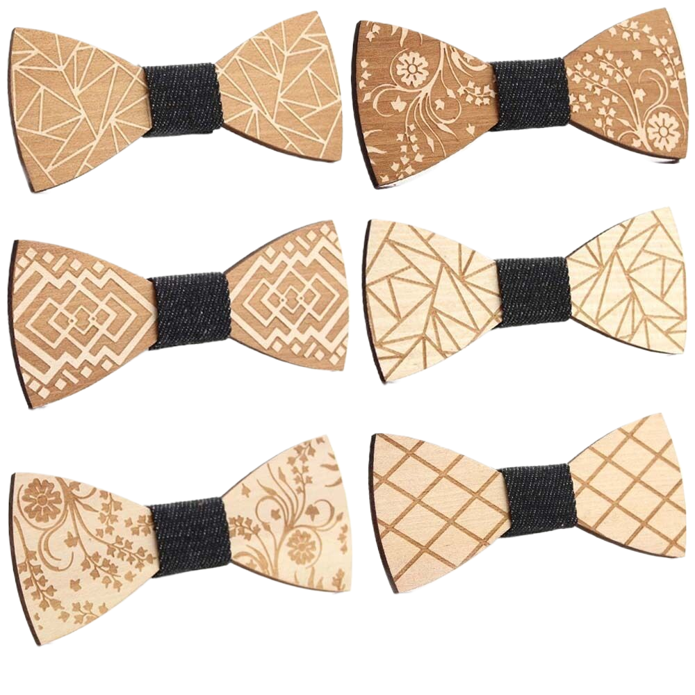 Pajarita de madera Vintage para hombre, corbatas de madera Retro talladas con agujeros, correa ajustable, pajarita de madera, Corbatas