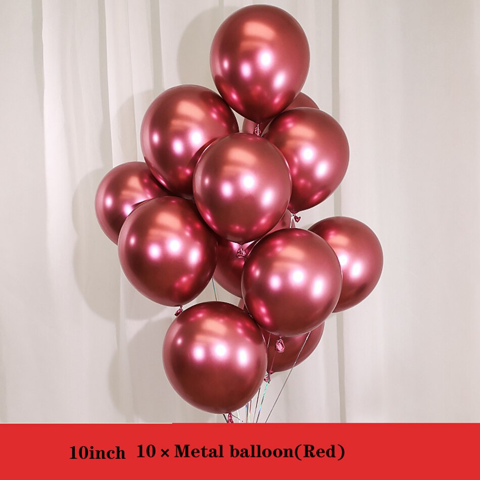 10pcs 10inch Matt Red Pomegranate Latex Balloons Birthday Party Decorations Kids DIY Double Balloons Year's Wedding Decor: Red metal balloon