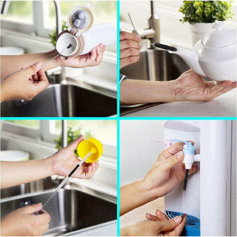 Brosse de nettoyage en acier inoxydable pour biberons, ensemble de 10 pièces, brosse de nettoyage multifonctionnelle pour biberons J0600