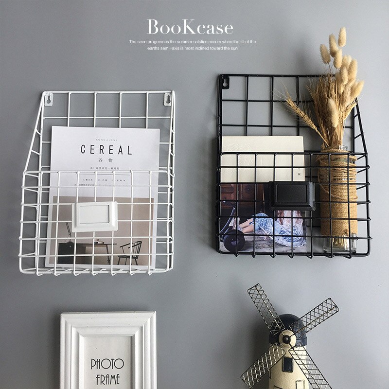 Simple Wrought Iron Wall-mounted Large Newspaper and Magazine Rack Office Wall Decoration Book Newspaper Storage Rack