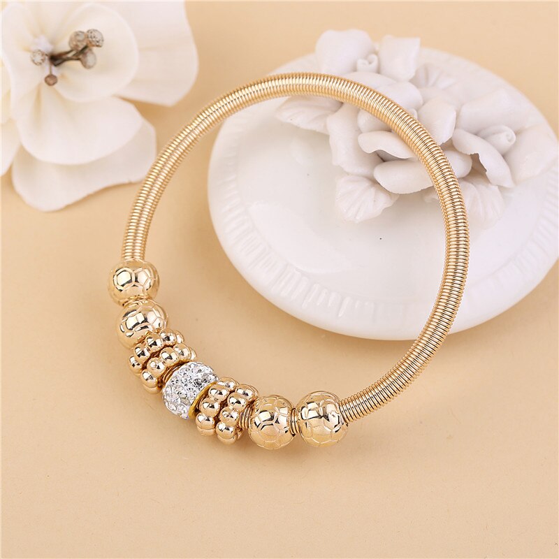 Mode Vrouwen Armband Goud Zilver Kristal Legering Kralen Bedelarmband Voor Vrouwen Fijne Sieraden Originele Armbanden: Goud-kleur