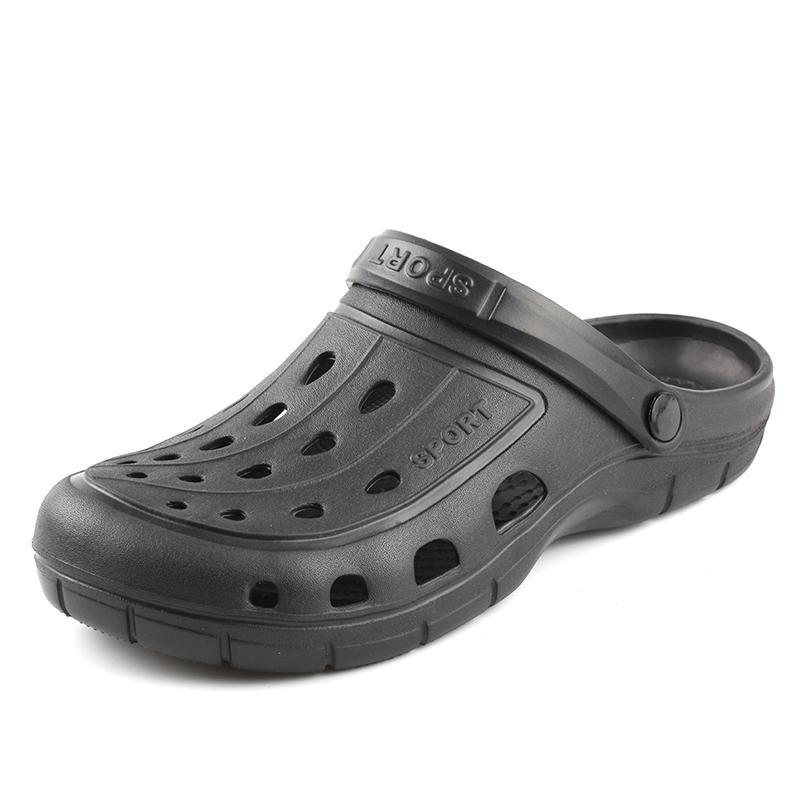 Original klassiska träskor trädgård flip flops vattenskor män sommar strand aqua toffel utomhus gummi sandaler trädgårdsskor: Svart / 7.5