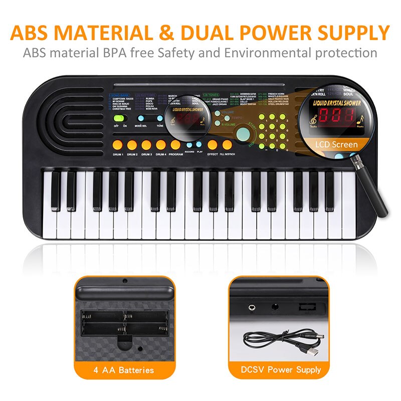 37 Keys Kids Kinderen Piano Toetsenbord Draagbaar Keyboard Piano Vroeg Leren Educatief Muziek Instrument Speelgoed Cadeau voor Kinderen