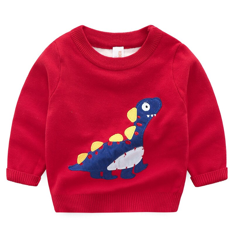 Vinter drenge sweater dobbelt lag fortykning varm strikket sweater og pullover dinosaur tegneserie børn sweatere  bc391