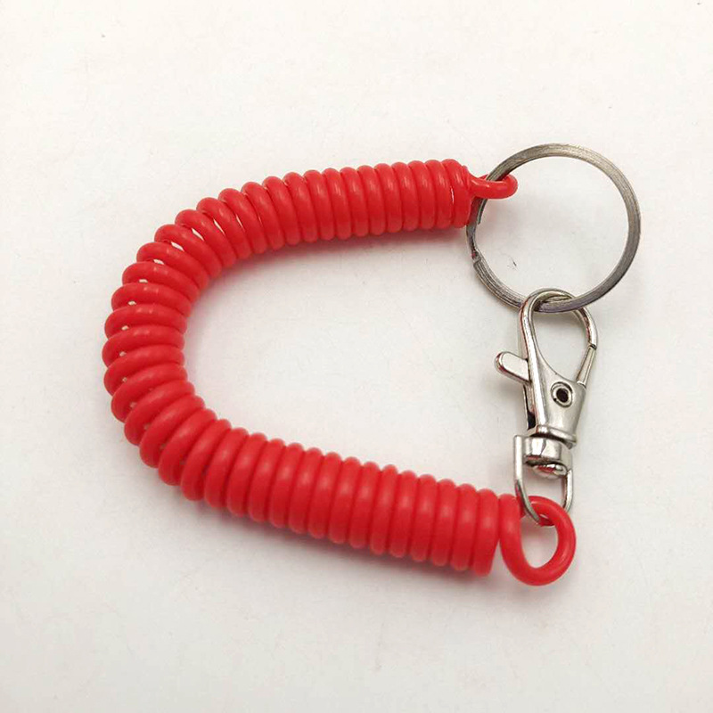 Llavero retráctil elástico de plástico, bobina de resorte para muñeca, cordón elástico en espiral, llavero