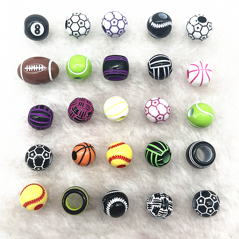 10-20 piezas deporte Rugby tenis baloncesto fútbol voleibol cuentas espaciador cuentas acrílicas para fabricación de joyería DIY pulsera collar