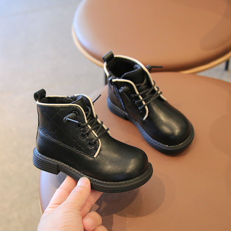 Botas de estilo Martin para niños y niñas, botines de cuero con único y sólido, coreana, uniforme del Reino Unido, Invierno