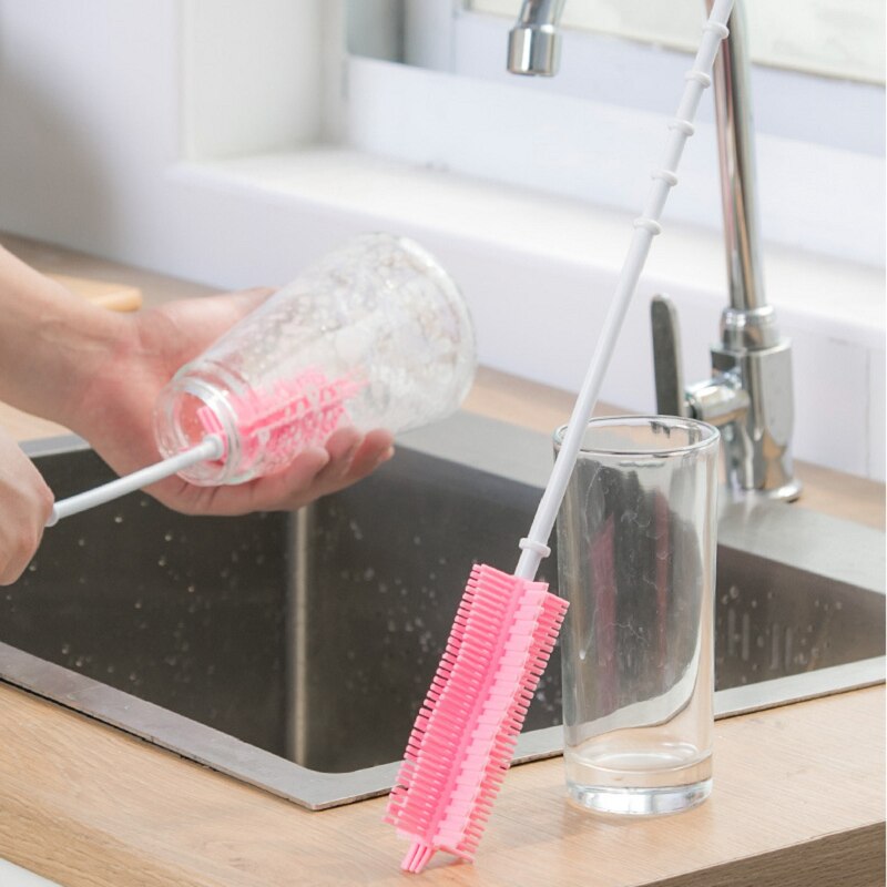 Utensilios de cocina, cepillo para lavar platos de silicona a prueba de aceite, cepillos para sartenes largos, esponja para limpiar platos