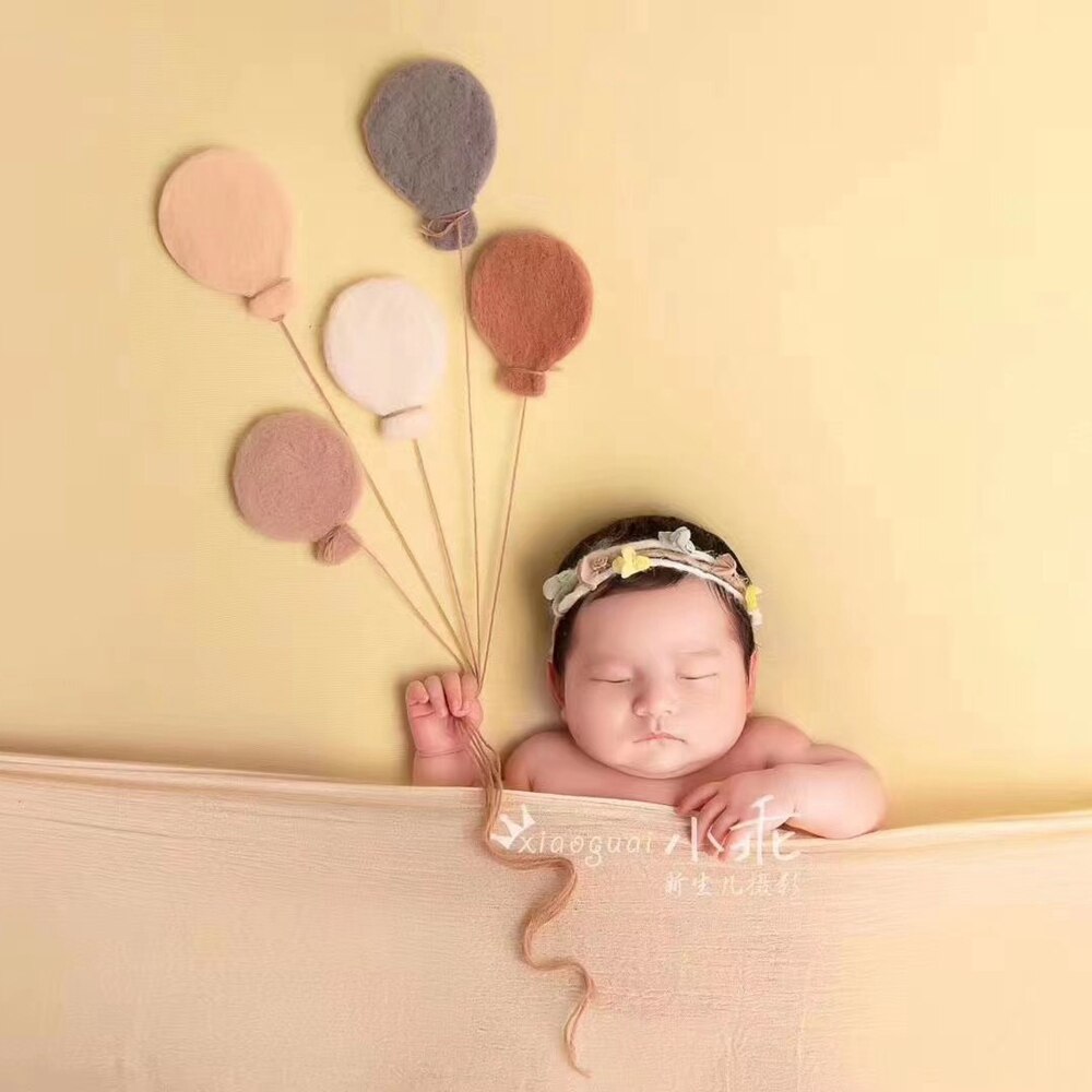 5 Stks/set Pasgeboren Fotografie Prop Wolvilt Ballon Handgemaakte Baby Fotografie Ballon Voor Fotostudio Baby Schieten Accessoires