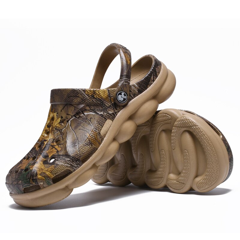 SHEN CE Men Summer Jelly Sandals Lightweight Massage Camouflage Flip Flops Beach Croc Shoes Gladiator Garden Clogs Rubber Bottom