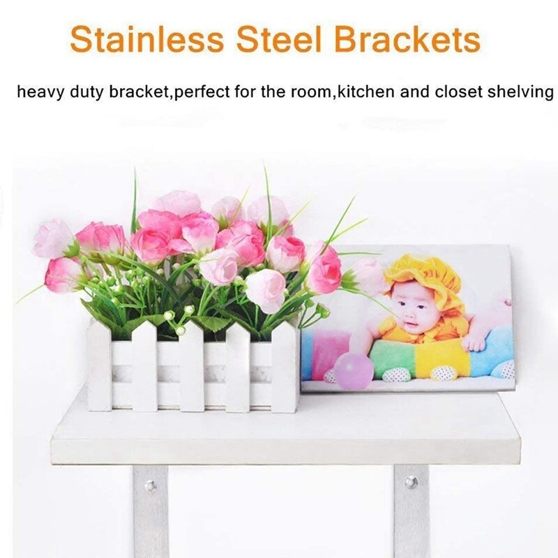 4 Pieces of 150X100MM Heavy-Duty "L"-Shaped Decorative Joint Corner Shelf Shelf Wall-Mounted Bracket with Screws