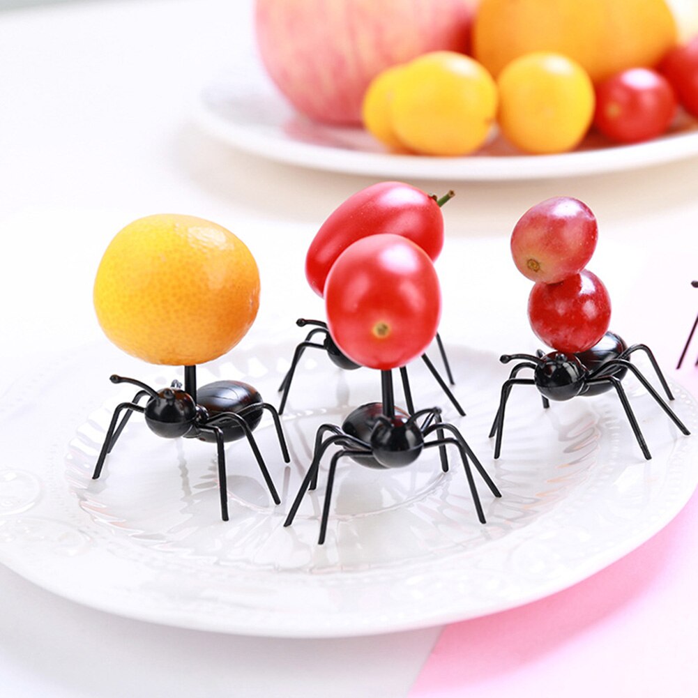 12Pcs Diy Mier Fruit Tandenstoker Vorken 3D Mier Sticks Plastic Mier Dessert Vorken Voor Party Servies Dier Eten Pick ant Tandenstoker