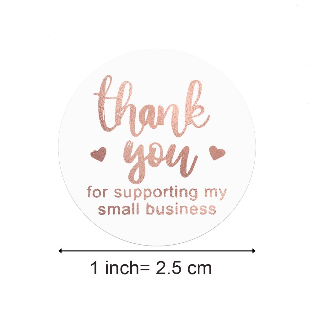 Roségouden folie bedanksticker 1 inch wit papier 500 stuks/rol ter ondersteuning van mijn bedrijf decoratie sluitlabels