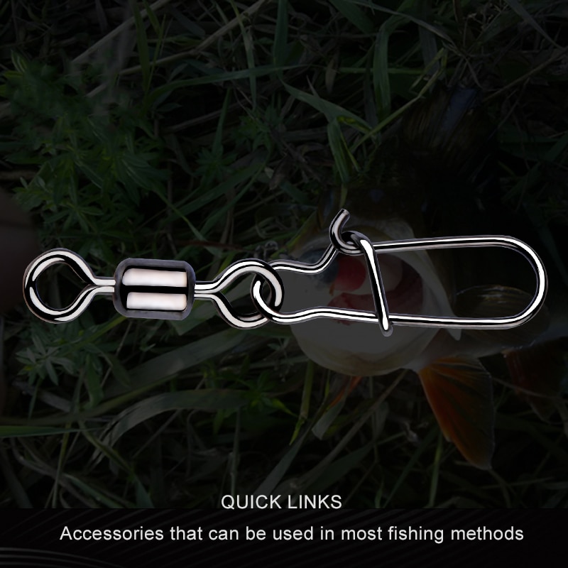 50PCS pike fishing accessories Connector Pin Bearing Rolling Swivel Stainless Steel Snap Fishhook Lure Swivels Tackle