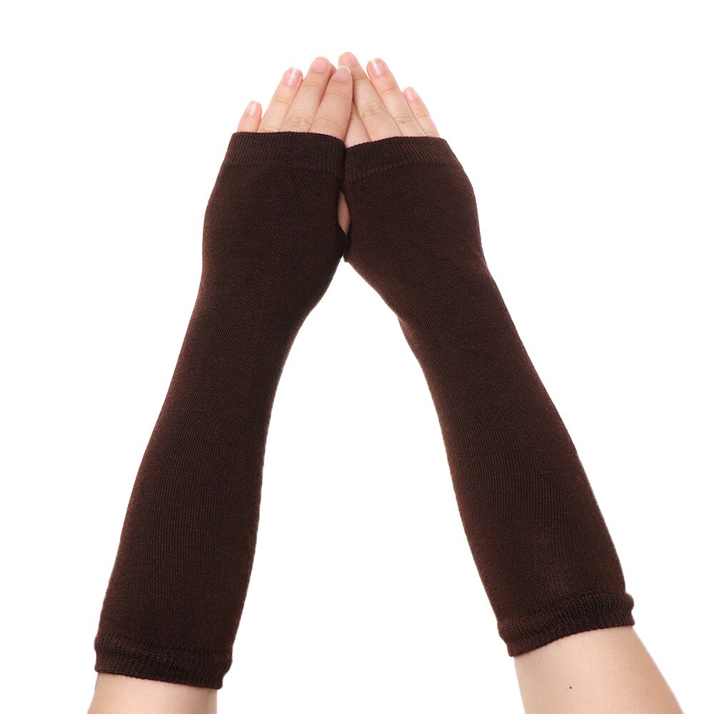1Pair Girls Wristband Arm Cover Long Sleeve Women Cotton Classic Fingerless Long Glove Soft Striped Elbow Mitten Knitted Gloves