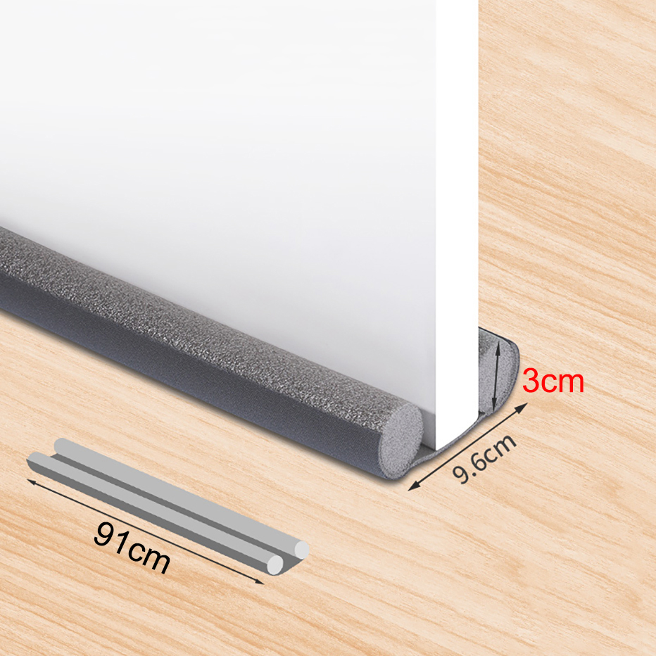 Deurbodemafdichtingsstrip Flexibele windruisonderdrukking Stopper Onder de deur Afdichtingsblokkering Deurafdichting met schuim van 3 cm: GRIJS