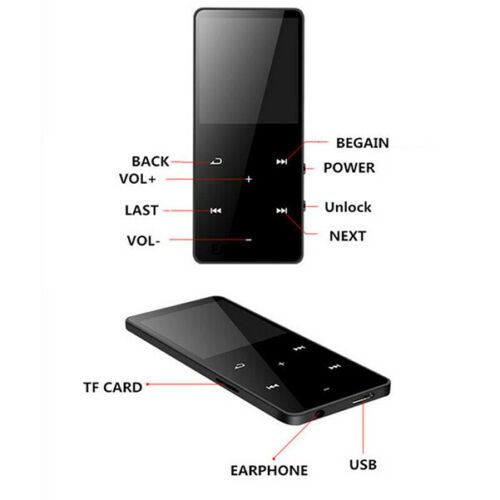 Bluetooth 4/8/16GB MP3 MP4 tecla táctil reproductor de música FM medios de alta fidelidad Radio Voz