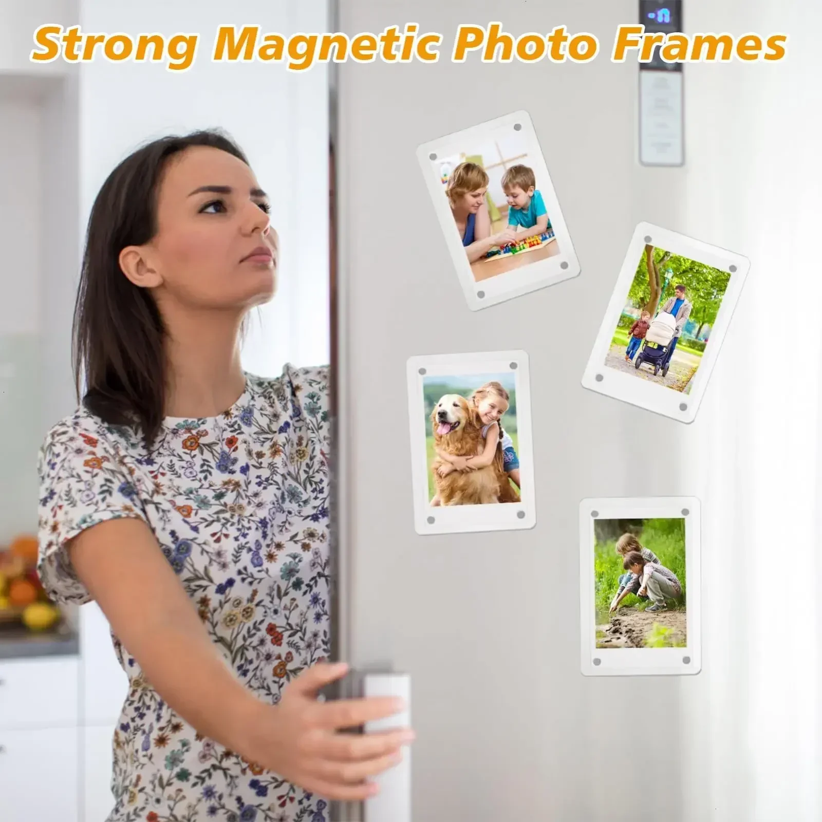 Magnetischer Bilderrahmen aus Acryl, Mini-Fotorahmen für den Kühlschrank, doppelseitiger Magnet, Brieftaschengröße, geeignet für Polaroid-Folie