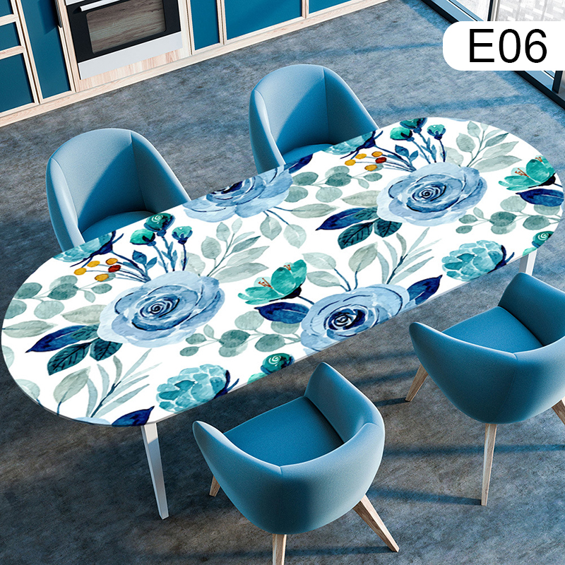 Oval Table Cover Waterproof Oil-Proof Tablecloth Elastic Kitchen Dining Wedding Party Table Cover Outdoor Courtyard Home Decor