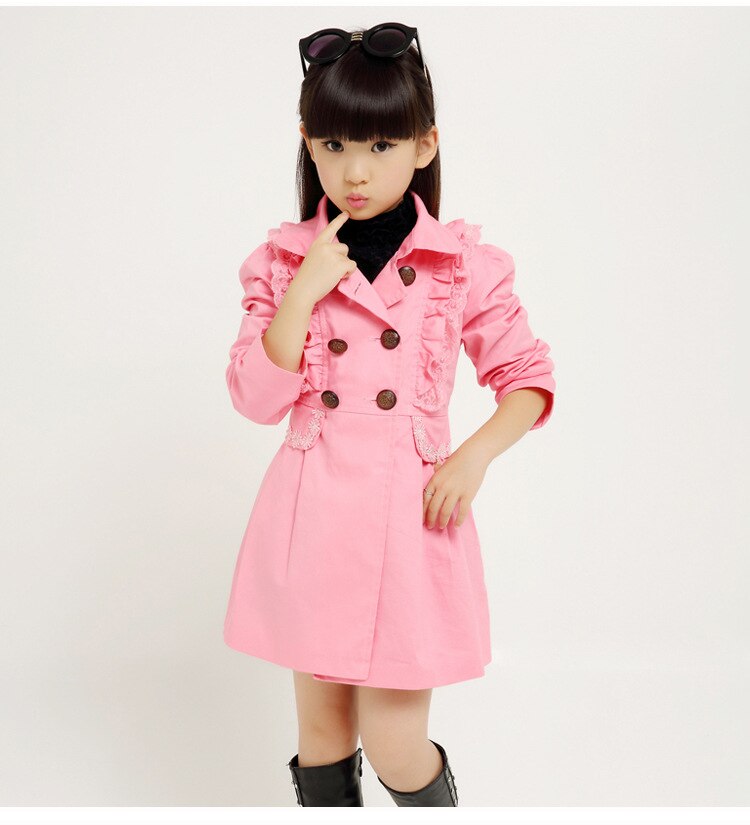 Vêtements d'automne pour enfants filles | trench coupe-vent, style long en coton solide pour filles,