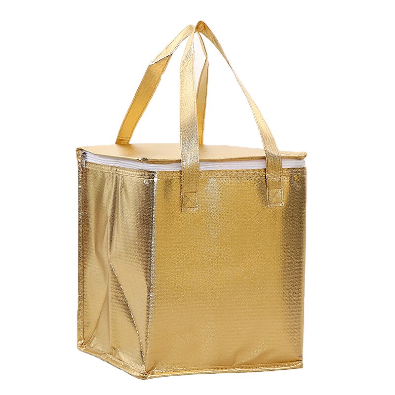 Gold Insulated Bag Thermal Cooler Picnic Foldable Ice Pack Portable Cake Carrier Food Pizza Insulation Lunch Bag: 6 inch-25x26x29cm