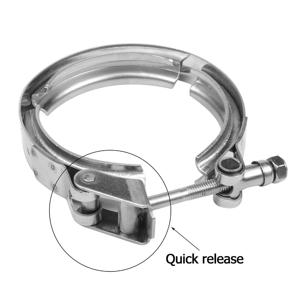 Zuczug 1.5 to 6.0 tommer quick release v band klemme rustfrit stål 304 udstødnings nedløbsrør - kun klemme uden flanger