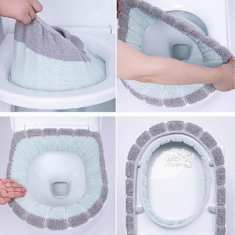 Universal toiletsædeovertræk vintertoiletsæde tilbehør pude fleece vaskbart toiletsæde padhome dekor toiletdæksel
