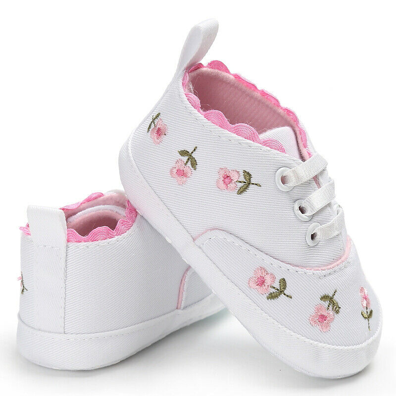 Baby sneakers børn flade sko spædbørn børn baby piger drenge solid stretch blomst sport run sneakers sko: Hvid / 11