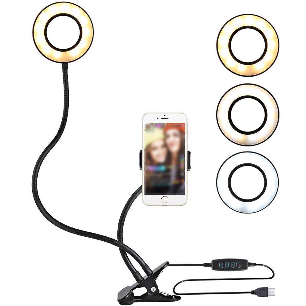 Beauté maquillage lampe à LED téléphone portable Selfie en direct LED vidéo photographie Selfie anneau lumière réglable lumière Clip éclairage bureau Lightin