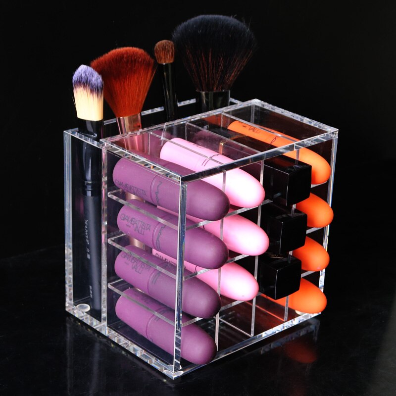 Akryl läppstift display hylla 17 fack klar läpp gross förvaring makeup organizer läppstift hållare rack lip gross förvaringshylla