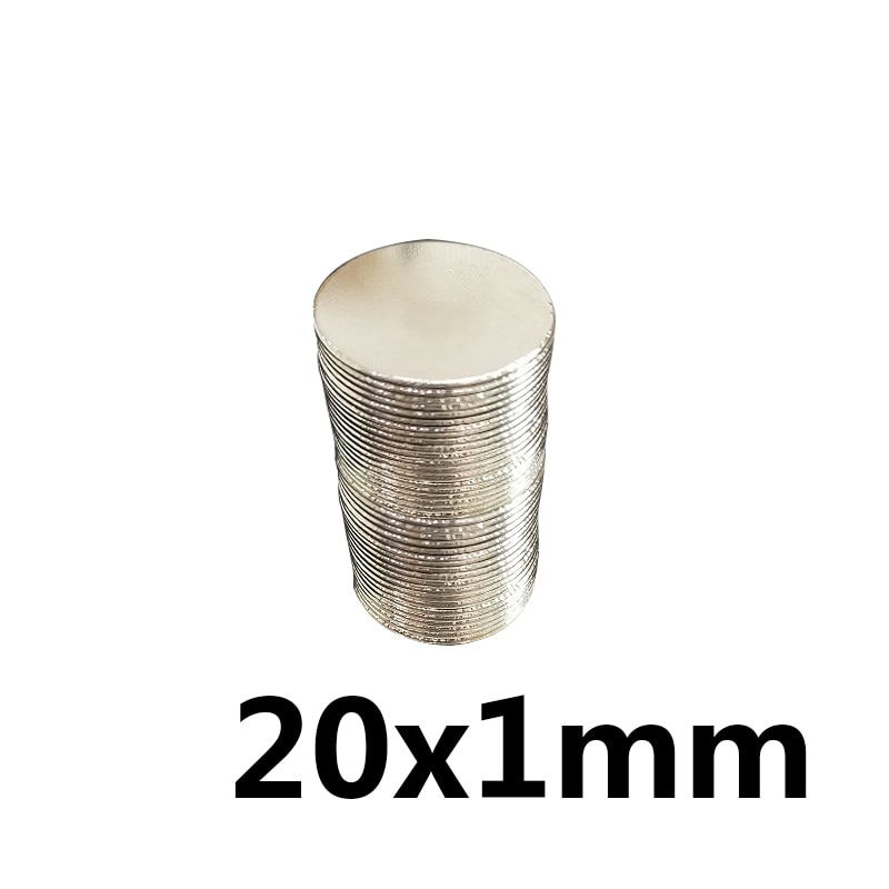Imanes Super magnético de tierras raras de 20x1mm de 20x1mm de 10/20/50 Uds. Imán redondo de 20mm x 1mm imán de neodimio permanente para nevera 20x1