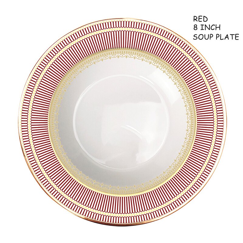 Assiette à Steak élégante en porcelaine, en os bleu, en céramique, plat à dîner, tasse à café, soucoupe, vaisselle familiale, décoration de la maison: 8 Inch Soup Plate R