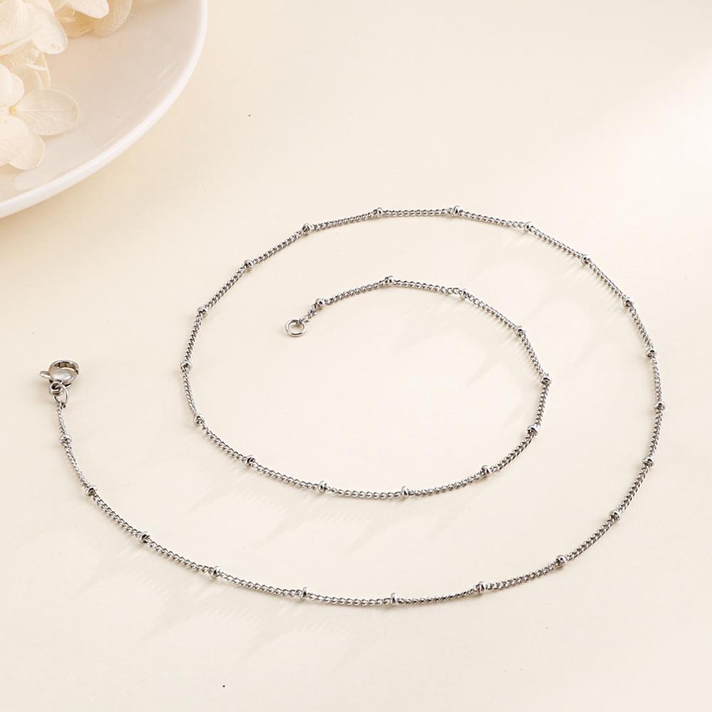 1,5mm Edelstahl Perlen Ketten Frauen Halsband Lange Halskette Pullover Zubehör Schmuck