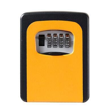 Wall-Mounted Password Key Box Anti-Theft Metal Password Lock Storage Box Home Outdoor Key Storage Box: Orange